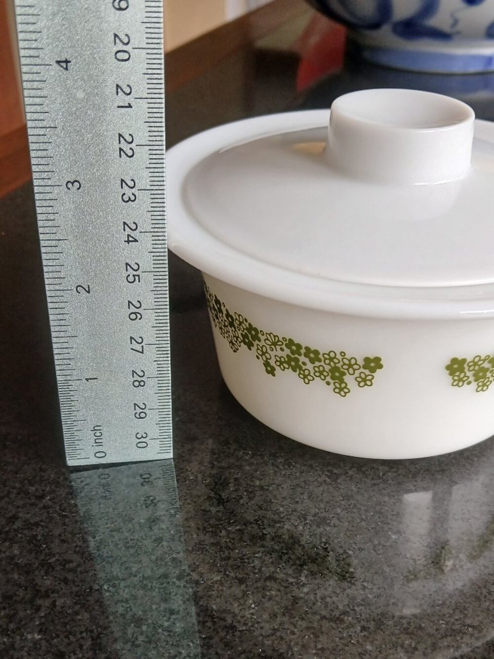 Vintage Pyrex Spring Blossom Green Crazy Daisy Butter Tub Dish Plastic Lid USA - Picture 6 of 17